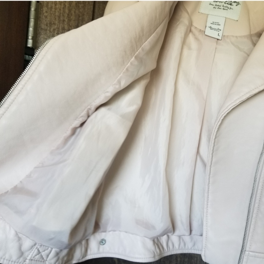 American Rag Faux Leather Moto Jacket in Pink Size Large NWT - Picture 7 of 15